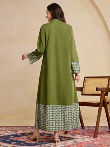 Al Najma 女士休闲拼色宽松连衣裙，端庄 - 藍色 - 查看 2