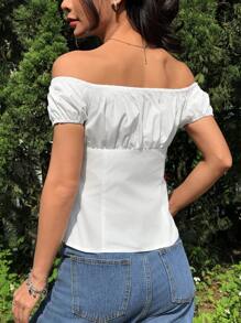 SHEIN EZwear Women's Vacation Casual Solid Off-Shoulder Blouse
