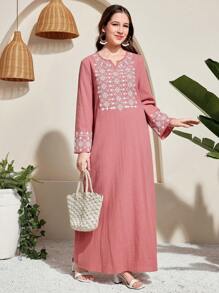 SHEIN Teen Girls Elegant Pattern Print Robe, Flowing Style For Travel & Holiday, Spring/Summer - Pink - View 5