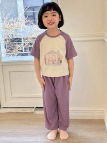 DAZY 2pcs/Set Young Girls Fall Clothing Set - Purple - View 3