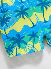 SHEIN Bộ đồ bơi 3 món in hình cây dừa thường ngày cho bé trai/bé gái quần short dài tay + mũ chống nắng, thích hợp cho kỳ nghỉ xuân/hè, đi chơi, du lịch, bãi biển, hồ bơi, tiệc tùng - màu xanh lá - Xem 7