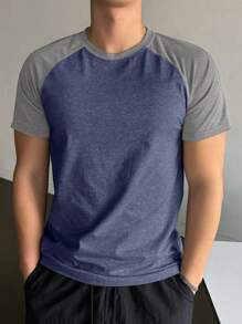 DAZY 男士夏季休闲拼色短袖 T 恤