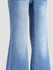 SHEIN 2pcs/Set Young Girls Fashionable Elastic Flared Jeans - Multicolor - View 4