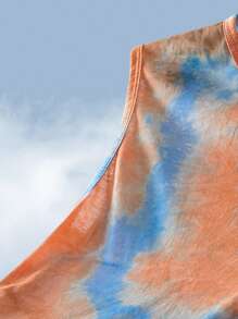 SHEIN Áo tank top cổ tròn vai rộng, phong cách tối giản thường ngày cho bé trai, kiểu dáng nghỉ dưỡng, họa tiết cây dừa, nhuộm tie-dye, cây nhiệt đới, thích hợp cho bãi biển và đồ bơi, phù hợp cho mùa hè. - Nhiều màu - Xem 4