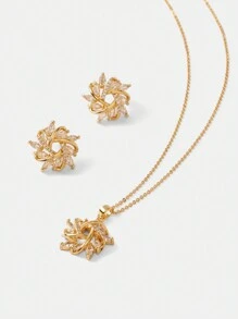 MOTF PREMIUM FASHIONABLE & ELEGANT SILVER-COLOR STAR SPARKLE EARRINGS & NECKLACE JEWELRY SET
