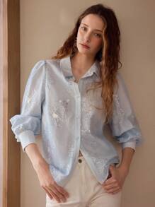 MOTF PREMIUM 亮片花卉刺绣衬衫