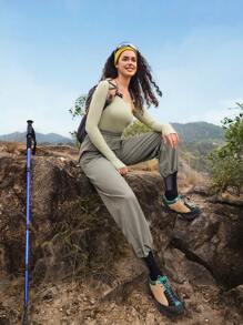 OutZeal Water Proof Wide Leg Drawstring Hem Long Sleeve Tear Resistant Nylon One-Piece Outdoor Adventure Jumpsuit Spring For Hiking