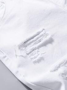 Young Boy Stylish Ripped White Skinny Fit Denim Jeans