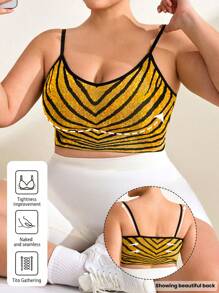 SHEIN Rhythm Era Soutien-gorge de sport sans armature style dos nageur pour femmes grandes tailles - Multicolore - Voir 1