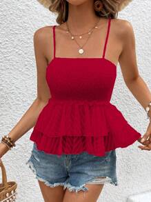 Breezaya 女士纯色荷叶边下摆吊带背心