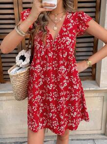 SHEIN Frenchy 女士简约休闲日常短裙 - 紅色 - 查看 7