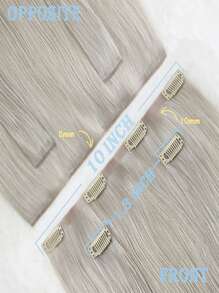 Volumizer 55g 3pcs Silver Gray Color 100% HQ Cuticle Aligne Remy Human Hair Seamless PU Clip Ins Extensions For Party Hair Extensions Halloween Costumes - SSilver - View 2