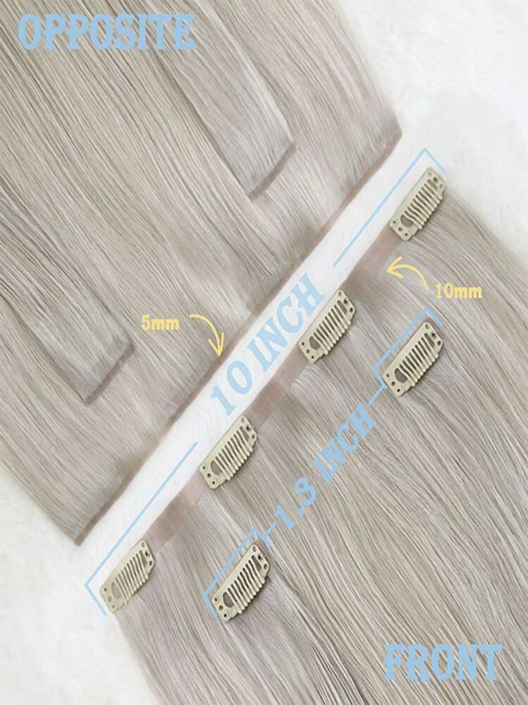 丰盈发片 55 克 3 件装 银灰色 100% 高质量 角质层 Aligne Remy 真人发丝 无缝 PU 夹式接发 适用于派对接发 万圣节服装 - SSilver - 查看 2