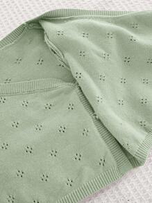 Cozy Pixies Baby Girl Solid Color Wrap Sweater And Leggings Set - Green - View 9