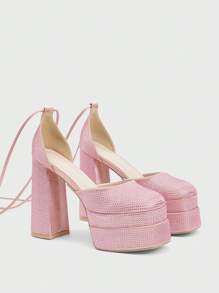 Sugerpunk Women's Fashionable Platform Rhinestone Embellished Pumps Spring Shoes Spring Break Easter