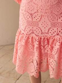 MOTF 蕾丝荷叶边下摆连衣裙 - 粉色 - 查看 3