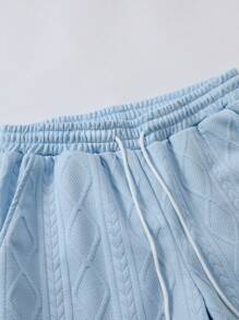 Manfinity Homme 男士度假休闲风，INS搭配时尚短袖衬衫和短裤套装，夏威夷海滩度假、音乐节和日常装扮，送给男朋友或老公的礼物。舒适的服装 - 藍色 - 查看 5