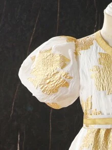SHEIN 年轻女孩纯色短袖简约优雅连衣裙 - 彩色 - 查看 4