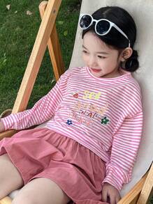 DAZY 2 件套年轻女孩休闲简约长袖上衣和短裤套装，日常穿着 - 粉色 - 查看 1