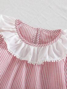 女婴甜美条纹衬衫，采用优质面料制成。条纹图案为宝宝增添时尚可爱的风格，非常适合春夏季节 - 粉色 - 查看 5