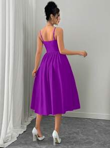 SHEIN Raffinéa Váy hai dây bó eo thời trang đa năng cho tiệc đêm hẹn hò, thu/đông - Màu tím  Violet - Xem 2