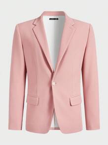 Manfinity VCAY 2pcs Fitted Single-Breasted Collar Casual Suit Set, Suitable For Everyday Wear - Baby Pink - View 8