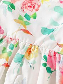 Baby Girls Summer Floral Print Sleeveless Dress - Multicolor - View 4