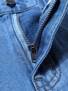 Pantalones vaqueros ajustados con parche y bolsillos tipo cargo para niños preadolescentes, nueva moda