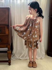 DAZY 2pcs/Set Young Girls Autumn Outfit - Khaki - View 6