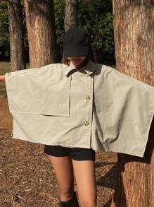 Livesso Chaqueta suelta de unicolor con cuello para mujer, para uso casual al aire libre en primavera/verano