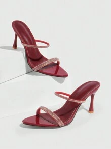 CUCCOO SZL Pointy Toe High-Heeled Rhinestone Strap Fashion Sexy Women's High Heel Sandals, Suitable For Party, Night Out, Festivals, Stylish Girl, Spring/Summer Vacation - Red - View 5