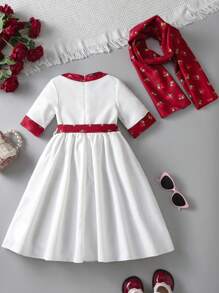 SHEIN Young Girl Elegant Casual Ditsy Floral Patchwork Sleeveless Dress, Suitable For Daily Wear And Festivals, Summer New Arrival - White - View 2