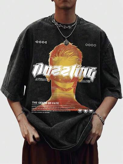 Street Life Men's Funny Graphic Print Distressed Washed Short Sleeve T-Shirt