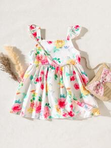 Baby Girls Summer Floral Print Sleeveless Dress - Multicolor - View 3