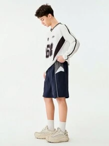 SHEIN Y2K年轻男童个性休闲运动短裤，复古运动风短裤显腿长超舒适 - 彩色 - 查看 4