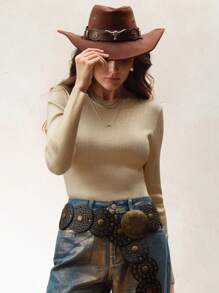 Anewsta Coated Golden Shimmer Modern Elegant Vintage Fitted Knit Top, New Year's, Valentine's Day, Vacation Wear Knit Pullover Fall Winter Sweater