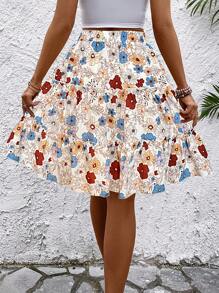 Breezaya Women's High Waist Flowy Pleated Multi-Function Ditsy Floral Skirt, 2024 New Arrival - Multicolor - View 2