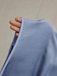 Veilorie 女士优雅纯色蝙蝠袖系腰连衣裙 - 霧霾藍 - 查看 9