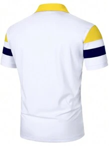 Manfinity Bizformal Camisa polo informal de manga corta con bloqueo de color para hombres, para golf