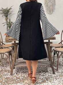 EMERY ROSE Casual Fashion Striped 2 In 1 Plus Size Dress - Multicolor - View 2
