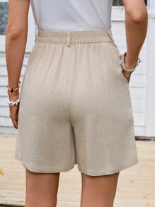 EMERY ROSE Women's Casual Solid Color Loose Shorts - Apricot - View 2