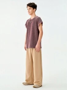 SHEIN Teen Boy Casual Faded & Distressed Wide Strap Tank Top