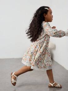 Maija Kids Maija Kids 春夏少女可爱动物碎花宽松舒适度假休闲外出春游活力校园聚拢灯笼袖荷叶边下摆A字长袖圆领连衣裙 - 彩色 - 查看 4