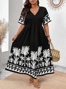 SHEIN Clasi 大码简约休闲日常连衣裙 - 黑色 - 查看 4