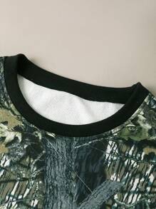 SHEIN Manfinity Dauomo Men's Casual Camouflage Print Crew Neck Sweatshirt - Army Green - View 4