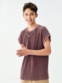 SHEIN Teen Boy Casual Faded & Distressed Wide Strap Tank Top