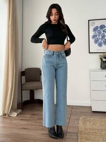 SHEIN JEANS CASUAL DRITTI IN VITA ALTA E ACCORCIATI