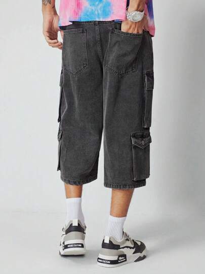 Street Life Jeans cargo Capri ample et ample pour hommes