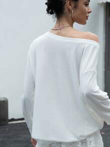 INAWLY Numeric Print Round Neck Pullover Sweatshirt Fall Women Clothing,Long Sleeve Tops