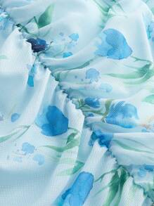 SHEIN MOD Vestido largo de punto con flores en azul para el verano, vestidos azules para mujer, vestido de graduación